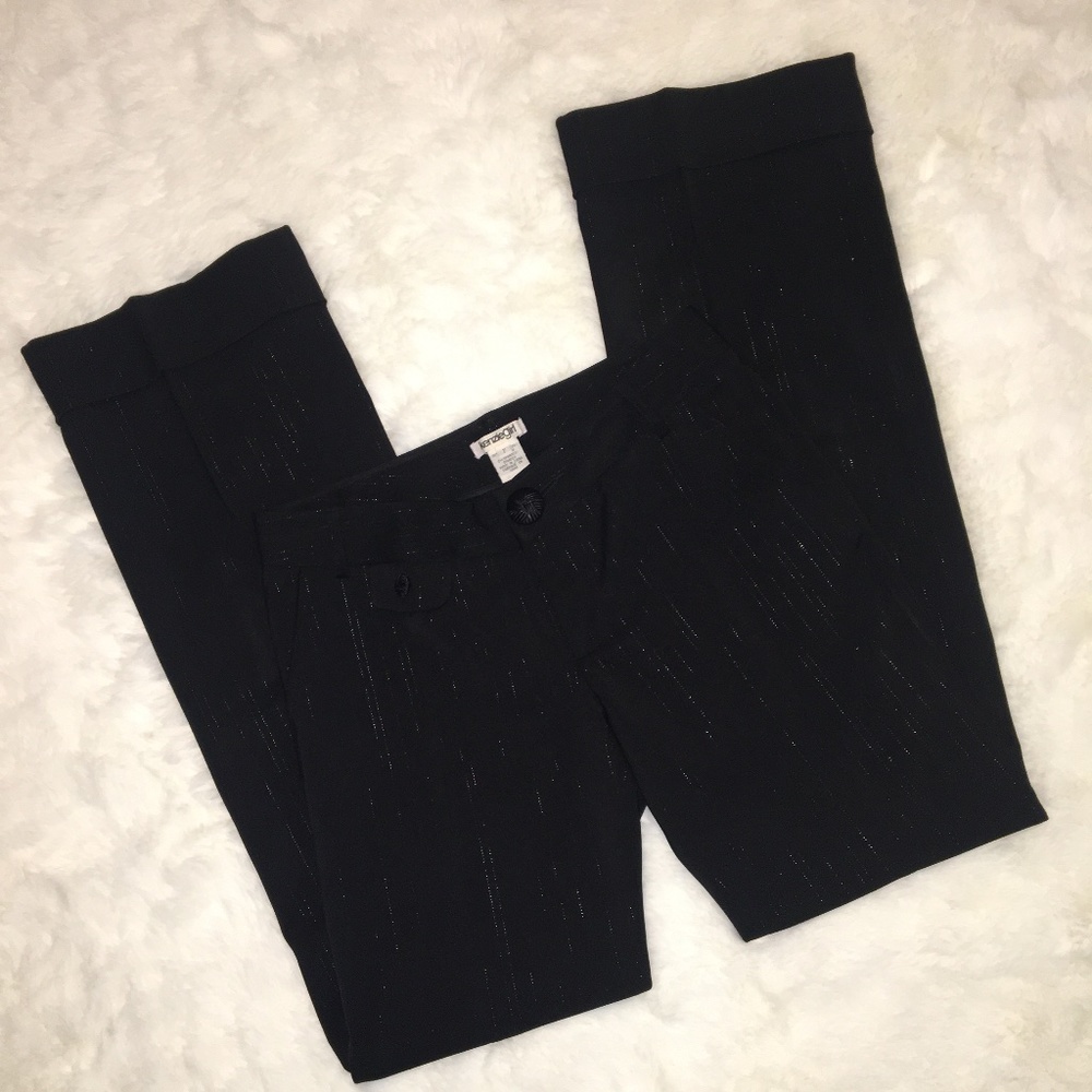 Kensie Black Metallic Silver Boot Cut Pants 6/7